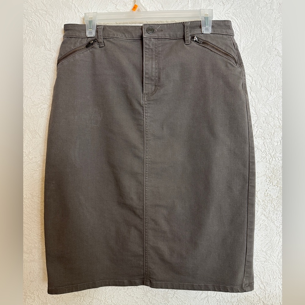 Christopher & Banks Khaki Midi Skirt